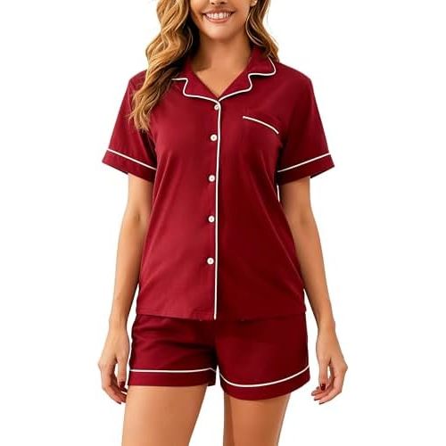 100% Cotton Pajama Sets for Women 2 Piece Long Sleeve Button Down Pjs Soft Comfy Ladies Sleepwear Lounge Sets S-XL