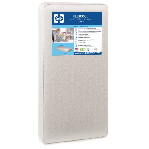 Sealy Flex Cool 2-Stage Baby Crib & Toddler Mattress, 204 Coil, Cotton Cover