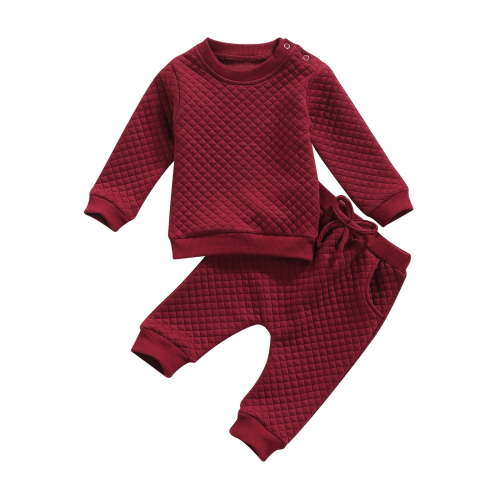 Newborn Baby Boy Girl Clothes 6M 12M 18M 24M Gender Neutral Sweatsuit Unisex Solid Outfit Long Sleeve Warm Pullover Pant Set