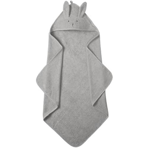 Denmark - Premium Organic Cotton Baby Bath Towel – Hooded Toddler and Baby Towels for Newborn Girl and Boy – Super Soft and Absorbent, 32 x 32 (Rabbit - Pearl Grey)