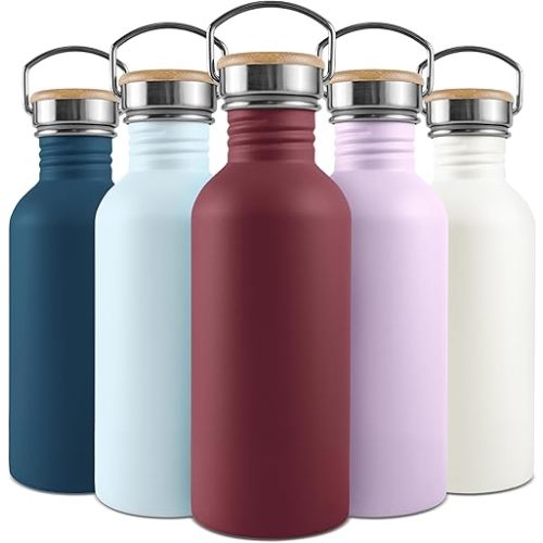 Bambaw Non-insulated 32 oz Water Bottle, Reusable Water Bottle Red, Single Wall Stainless Steel Water Bottle, Travel Water Bottle 32oz, Metal Water Bottle with Handle – Red Berry