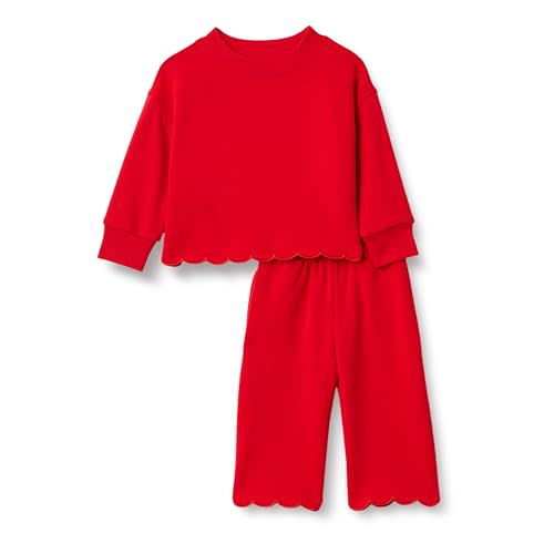 Amazon Essentials x Sofia Grainge Toddlers and Baby Girls' French Terry Sweatshirt Pant and Top Set