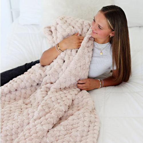 Belgian Waffle Oatmeal Plush Blanket | Minky Couture