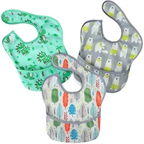PandaEar 3 Pack Super Light Weight Baby Bib, Waterproof, Washable, Stain Oil and Odor Resistant 12-48 Months