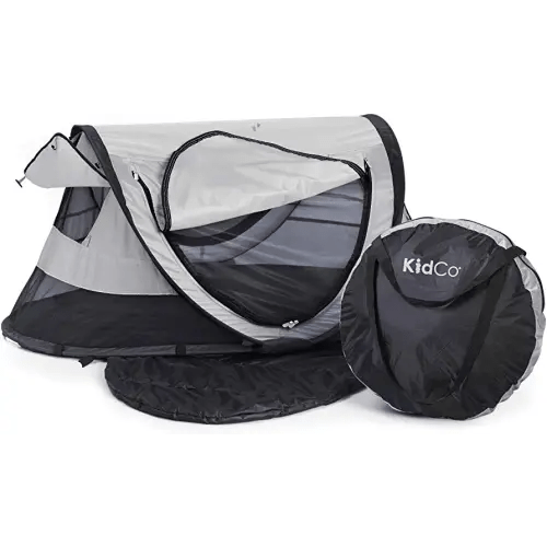 KidCo Peapod Plus Portable Pop Up Toddler Baby Childrens Indoor Outdoor Travel Bed Tent with Mesh Windows for Camping, Beach, and Vacation, Midnight