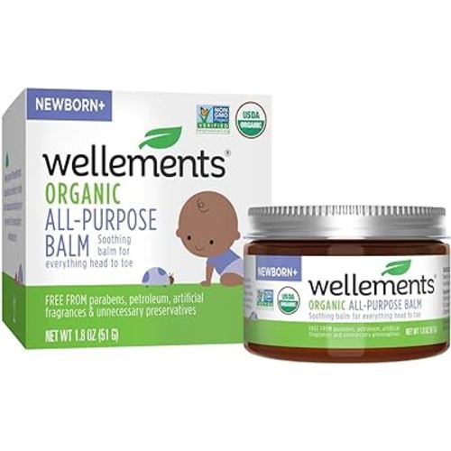 Wellements Organic All Purpose Balm for Babies and Kids | Gentle and Soothing All Over Ointment for Dry, Chafed and Sensitive Skin | Free From Petroleum, Parabens and Fragrances | 1.8 Fl Oz