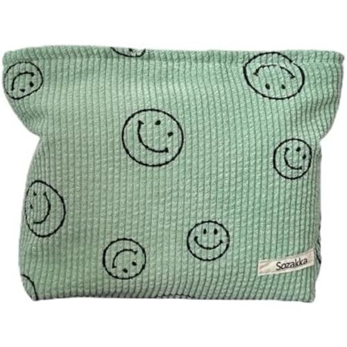Smiley Face Zippered Pouch | Green