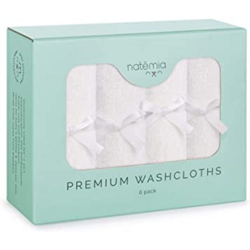 Natemia Organic Baby Washcloths - 10"x10" Soft Cotton Baby Towels - Pack of 6 Multipurpose Reusable Wipes for Infants, Toddlers, and Parents