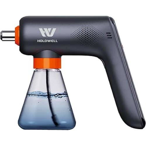 Cordless Electric Disinfection Fogger, Detachable Stainless Steel Nozzle, 3-Gear Adj 14.2oz Sanitizer Atomizer, Blue Light Nano Spray Gun for Place Cleaning/High-Touch Item Contactless Sanitization