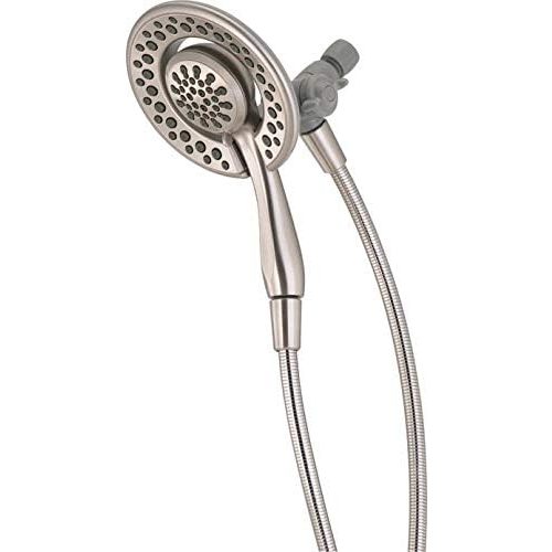 Delta Faucet 4-Setting In2ition 2-in-1 Dual Shower Head with Handheld, Brushed Nickel Round Shower Head with Hose, Detachable Shower Head, Hand Held Shower Head, SpotShield Stainless 75486CSN