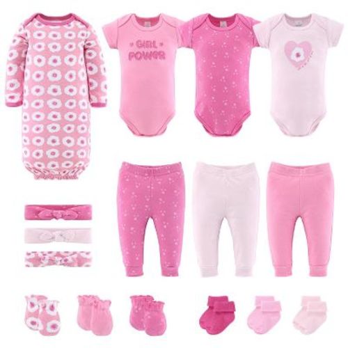 The Peanutshell Layette Gift Set For Baby Girls, Pretty Pink, 16 Essential Pieces, 6-9 Months, Pink