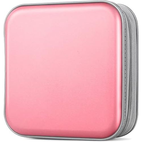 CD Case, DVDs Wallet Holder, CD/DVD Case Wallet 40 Discs Heavy Duty Bag Binder Storage Booklet Album (Light Pink)
