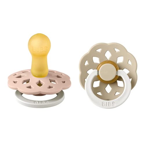 BIBS Pacifiers - Boheme Collection | BPA-Free Baby Pacifier | Made in Denmark | Set of 2 Blush Glow/Vanilla Glow Color Premium Soothers | Size 0-6 Months