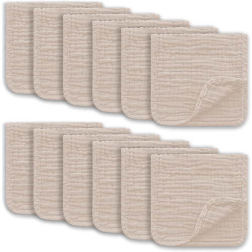 Muslin Burp Cloths Large 100% Cotton Hand Washcloths for Boys & Girls, Baby Essentials Extra Absorbent and Soft Burping Rags for Newborn Registry (12-Pack, 20" X10")