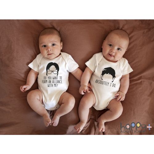The Office TV Show Fan Onesie®, Twin Baby Gifts, Best Friends Outfits, Dwight Schrute, Jim, Gift for Twins, Twin Outfit, Funny Twins Outfit