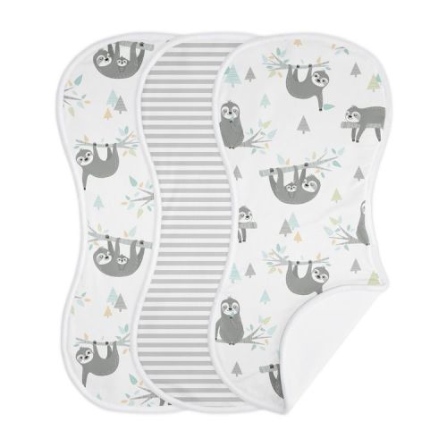 Sweet Jojo Designs Gender Neutral Baby Burp Cloths Sloth Blue Grey and White 3pc