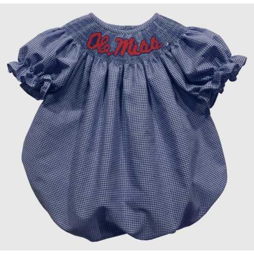 Ole Miss Rebels Smocked Baby Girl Bubble
