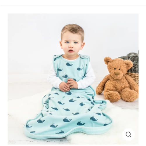 4 Season® Ultimate Baby Sleep Bag, Merino Wool & Organic Cotton, Whales