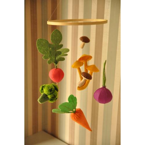 Baby Mobile with Felt Fruits and Vegetables
