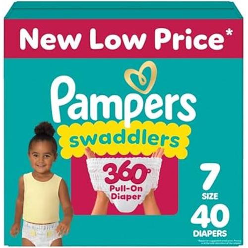 Pampers Swaddlers 360 Pull-On Diapers, Size 7, 40 Count for up to 100% Leakproof Skin Protection and Easy Changes