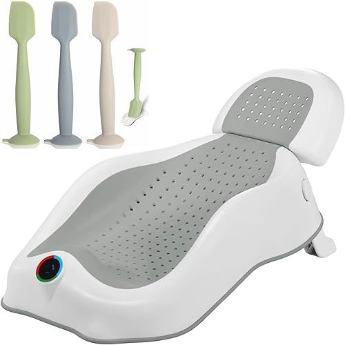 Newborn Bath Support with Thermometer and Diaper Cream Spatula 3 Pack