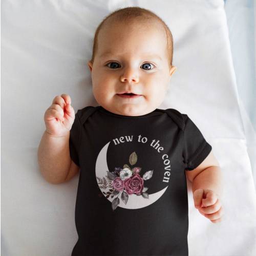 New To The Coven Goth Bodysuit, Goth Baby Clothes Witchy Baby Baby Ghoul Witch Baby Goth Baby Stuff Alternative Baby Clothes Mystical Baby