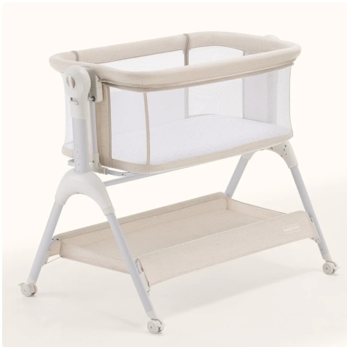 HARPPA Cuddly Sway | 3-in-1 Rocking Baby Bassinet & Bedside Sleeper for Newborns with Mattress for Reflux | Attaches to Bed, Adjustable Heights, Non-Toxic & CPSC Certified | Sturdy Frame, Portable Wheels, Tool-Free Setup, Gentle Rocking | Perfect for Newb
