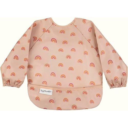 Tiny Twinkle Long Sleeve Bib for Babies & Toddlers – Waterproof Smock Bib for Eating – Machine Washable & Mess-Proof, Baby Feeding Essential & Shower Must-Have(Boho Rainbow, 6–24M)