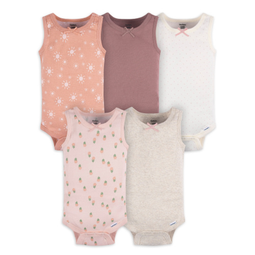 Gerber Baby Boys or Girls Casual Sleeveless Bodysuits, 5-Pack, Sizes 0/3 Months- 24 Months