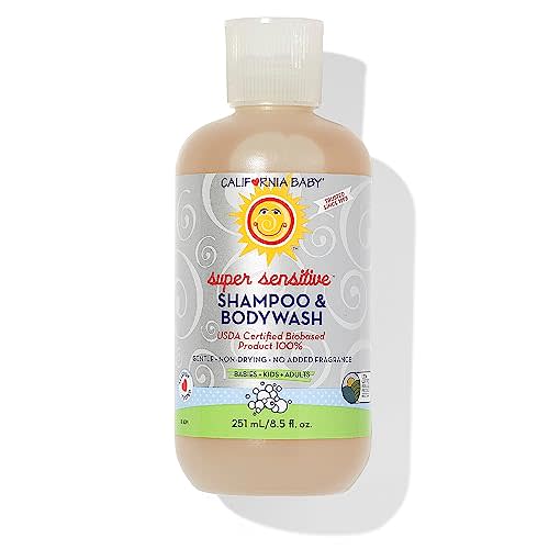 California Baby Super Sensitive Baby Shampoo and Body Wash | 100% Plant-Based | Gentle Fragrance Free Shampoo | Hypoallergenic | 251 mL / 8.5 oz
