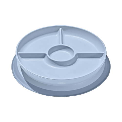 OXO Tot Baby and Toddler Stick and Stay Suction Divided Plate for 6+ Months - Dusk