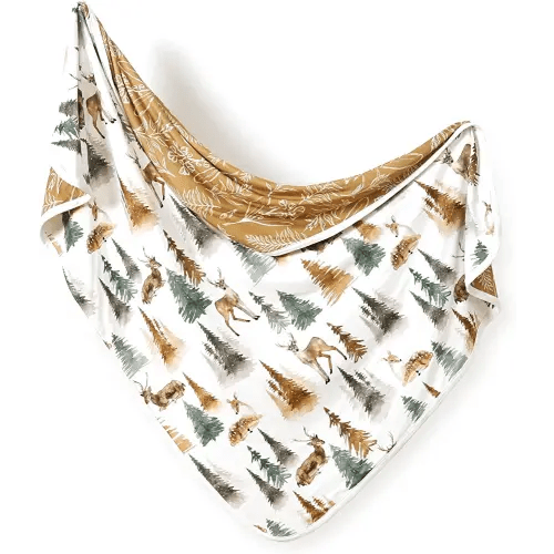 GRSSDER Baby Blankets Super Soft Stretchy Jersey Knit Swaddle Blanket for Baby Girls and Boys, Double Layer Receiving Blankets 34 x 44 Extra Large for Swaddling, Deer Pattern