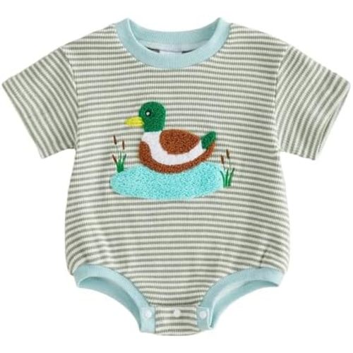 Newborn Baby Boy Girl Romper Funny Letter Embroidery Short Sleeve Round Neck Bodysuit Cute Infant Summer Clothes