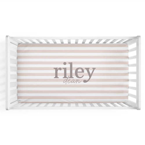 Latte Stripes Personalized Crib Sheet