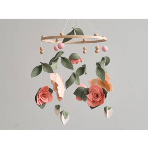 Flower baby mobile, Butterfly crib mobile, Floral nursery mobile, Baby mobile girl, Flower nursery decor, Hanging mobile, Baby shower gift