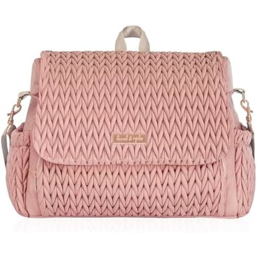 Hannah & Sophia Belle Convertible Baby Diaper Backpack & Bag in Pink Polyester with Classic Style