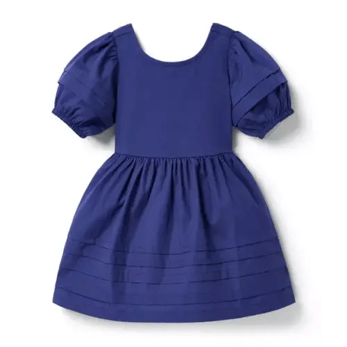 Girl Indigo Ink Pintuck Puff Sleeve Dress by Janie and Jack