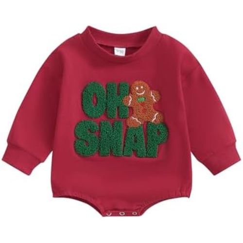 Newborn Baby Christmas Outfit Girl Santa Embroidered Sweatshirt Oversize Bubble Romper Cute Xmas Fall Clothes