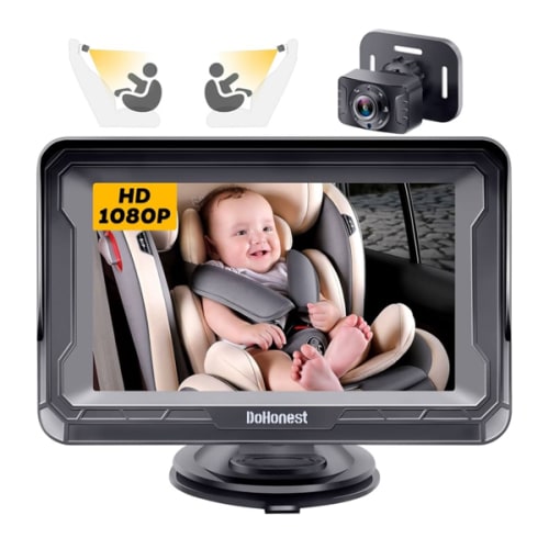 DoHonest Baby Car Camera HD 1080P - Rear-Facing Car Baby Monitor with Night Vision, Adjustable View Angle, Easy Setup, Anti-Glare Display, Safety for Kids & Infants