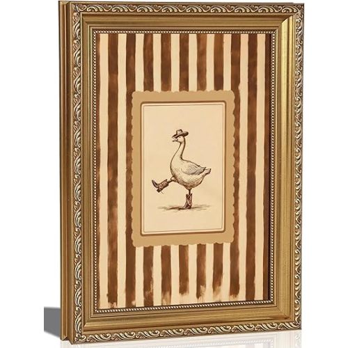 FKRYTYB Vintage Gold Framed Funny Cowboy Silly Goose Wall Art 12x16 in