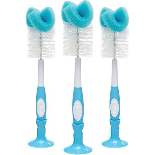 Dr. Brown's Baby Bottle Cleaning Brush with Sponge and Scrubber - Blue - 3-Pack