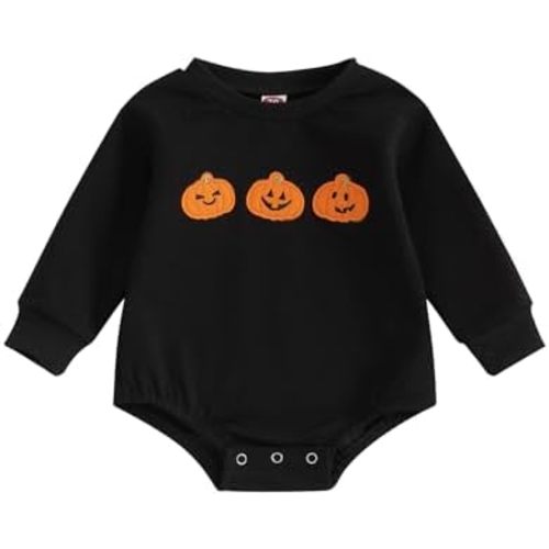 VISGOGO Newborn Baby Girl Boy Bubble Romper 3 6 9 12 18M Onesie Sweatshirt Long Sleeve Oversized Fall One-Piece Bodysuit