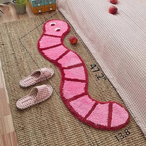 Soft Baby Nursery Rug Pink Rugs for Bedroom Girls Kids Rugs for Bedroom Toddler Soft Snake-Shaped Cute Rug Baby Room Decor, 47.2" x 13.8" (Pink)