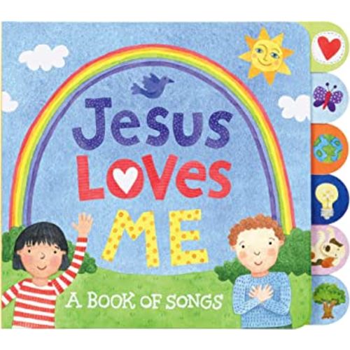 C.R. Gibson Tab-Side Jesus Loves Me Songs Board Book for Kids by Stephanie Peterson Jones