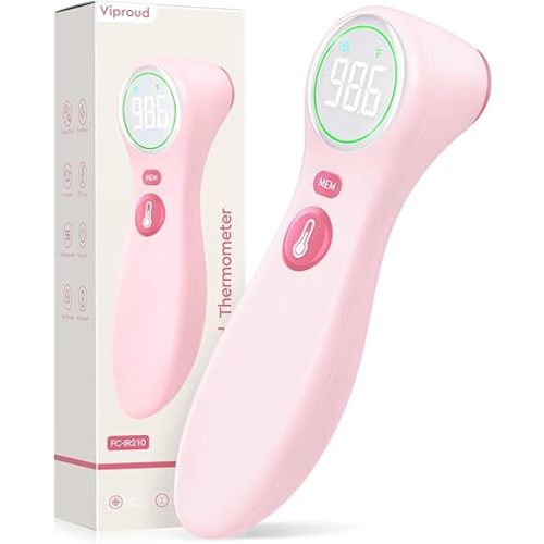 Viproud No-Touch Thermometer for Kids and Adults, 1-Second Reading, Pink