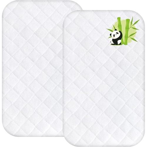 Waterproof Bassinet Mattress Protector Cover, Fits for AirClub Bassinet Bedside Sleeper, 2 Pack, Skin Friendly and Breathable Bassinet Mattress Pad
