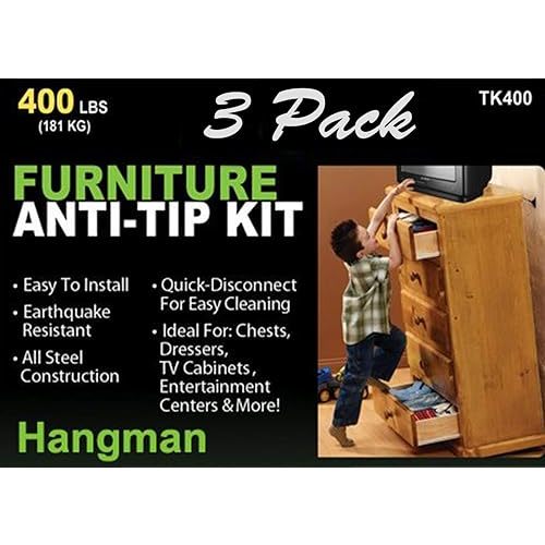 Hangman Anti-Tip Kit to Prevent Furniture Falling-Steel (TK-400-3)