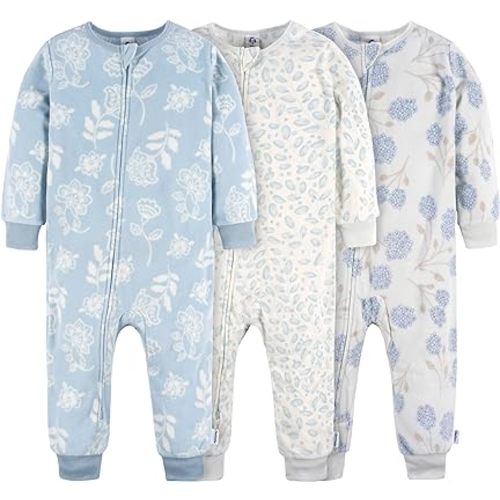 Gerber Baby Girls' Flame Resistant Fleece Footless Pajamas 3-Pack