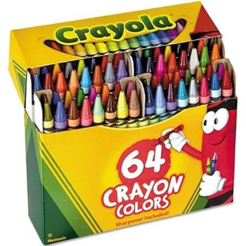 Crayons, 64 Crayons Per Box, Classic Colors, Built In Sharpener, Crayons For Kids, School Crayons, Assorted Colors - 1 Box
