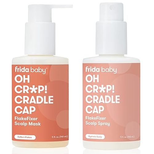Frida Baby Oh Cr*p! Cradle Cap Flake Fixer Scalp Spray + Scalp Mask Duo | Soothes Baby's Scalp, Prevents Dryness and Flakes